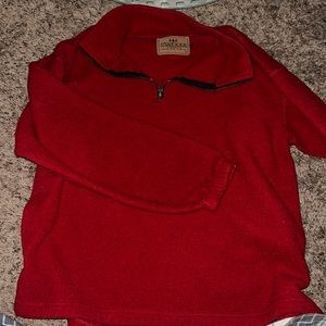 Red quarter zip fuzzy/sherpa